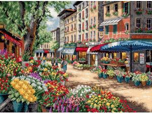 Gold Collection Paris Market Counted Cross Stitch Kit-15"X11" Gold Collection Paris Market Counted Cross Stitch Kit-15"X11"