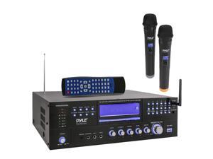 Pyle PWMA5000BA 3000 Watt Peak Power Pro Audio Bluetooth USB Home Theater Preamplifier AM/FM Stereo Multimedia Receiver System with 2 Wireless Mics