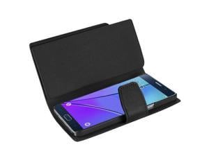 Samsung Galaxy Note 5 Case, Reiko Genuine Leather RFID Hidden Wallet Case Cover for Samsung Galaxy Note 5, Black