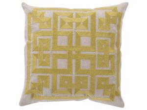 Surya Gramercy Down Fill 22" Square Pillow in Lime and Gray