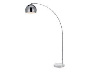 Versanora Arquer Real Marble Base Modern LED Arc Floor Lamp Tall Standing Hanging Light with Bell Shade for Living Room Reading Bedroom Home Office, 67 inch Height, Silver