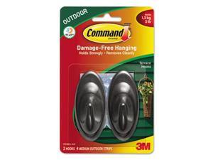 Command All Weather Hooks and Strips Plastic Medium 2 Hooks & 4 Strips/Pack Command All Weather Hooks and Strips Plastic Medium 2 Hooks & 4 Strips/Pack