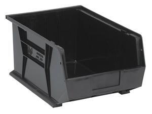 QUANTUM STORAGE SYSTEMS QUS255BK Black Hang and Stack Bin, 16"L x 11"W x 8"H QUANTUM STORAGE SYSTEMS QUS255BK Black Hang and Stack Bin, 16"L x 11"W x 8"H