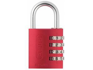 Abus Combination Padlock, Resettable Side-Dial Location, 1" Shackle Height, Red