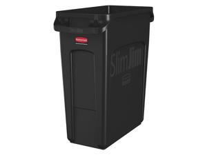 RUBBERMAID 1955959 16 gal. High Quality Resin Blend Rectangular Trash Can, Black