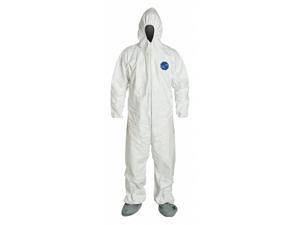 DUPONT TY122SWH5X0025NF Hooded Coverall w/Boots,White,5XL,PK25 DUPONT TY122SWH5X0025NF Hooded Coverall w/Boots,White,5XL,PK25