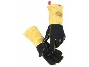 CAIMAN 1828-6 Glove,Welding,9 In L,Tan and Gold,XL,Pr 
