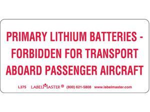 Labelmaster Primary Lithium Battery Label Paper L375 Labelmaster Primary Lithium Battery Label Paper L375