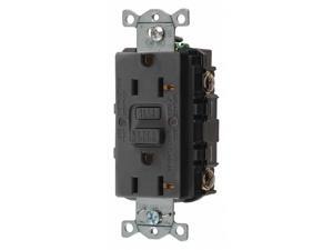 HUBBELL WIRING DEVICE-KELLEMS GFRST20BK GFCI Receptacle,20A,125VAC,5-20R,Black HUBBELL WIRING DEVICE-KELLEMS GFRST20BK GFCI Receptacle,20A,125VAC,5-20R,Black