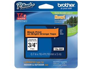 Brother Label Tape Cartridge Black/Fluorescent Orange   Asset Management TZeB41