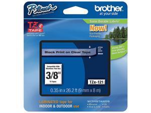 Brother Label Tape Cartridge,  Label Type Indoor/Outdoor Black/Clear  PET TZe121