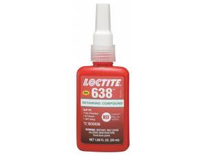 Retaining Compound, 1.69 oz. Bottle, 4500 Shear Strength (PSI), -65° to 355°F Retaining Compound, 1.69 oz. Bottle, 4500 Shear Strength (PSI), -65° to 355°F