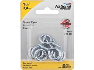 National #8 Brass Large Screw Eye N119362-1 Each 3 Ct.