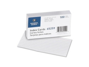 Business Source Index Cards Ruled 72 lb. 3"x5" 100/PK White 65259 Business Source Index Cards Ruled 72 lb. 3"x5" 100/PK White 65259