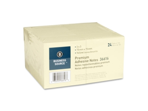 Business Source Adhesive Notes 100 Sheets 3"x3" 24/PK Yellow 36616 Business Source Adhesive Notes 100 Sheets 3"x3" 24/PK Yellow 36616