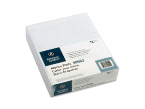 Memorandum Pads 8-1/2"x11" Wide Ruled 50Shts/PD White Memorandum Pads 8-1/2"x11" Wide Ruled 50Shts/PD White