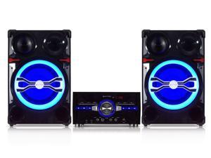 Technical Pro MS1000BT 10" Bluetooth LED Home Entertainment Speaker System withFitted out with an amplifier, two satellite speakers, a remote control, & a wireless microphone