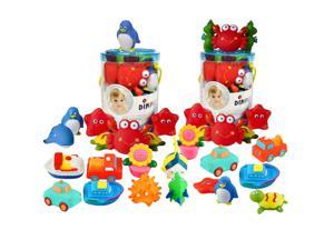 Dimple Set of 40 Floating Bath Toys with 40 Different Sea Animals, Vehicles and Shapes, Squirter Toys for Boys and Girls, Tons of Fun, Great for Kids