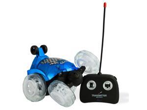 Blue RC Remote Controlled Stunt Car with 360 Front Wheels for Flipping, Spinning and Racing, Lights Up And Music by Dimple Blue RC Remote Controlled Stunt Car with 360 Front Wheels for Flipping, Spinning and Racing, Lights Up And Music by Dimple