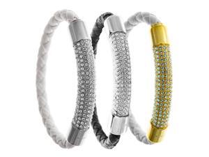 Set of Three 7" 18K White Gold Plated Bracelet with Magnetic Clasps and High Quality Crystals by Matashi (Champagne Gold, Rose Gold and White Gold) Set of Three 7" 18K White Gold Plated Bracelet with Magnetic Clasps and High Quality Crystals by Matashi (Champagne Gold, Rose Gold and White Gold)