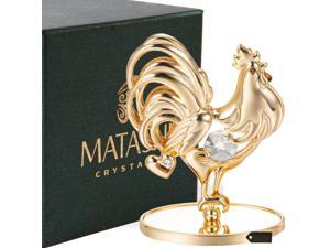 24K Gold Plated Crystal Studded Rooster Ornament with Clear Crystals by Matashi 24K Gold Plated Crystal Studded Rooster Ornament with Clear Crystals by Matashi
