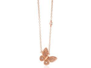 Matashi White Gold Plated Double Heart Pendant Necklace Sparkling Clear Crystals 