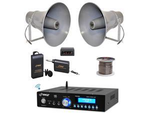 Lavalier Mic System PT210 Mono Mic Amplifier Speaker Wire PA 6/" Horn Speakers