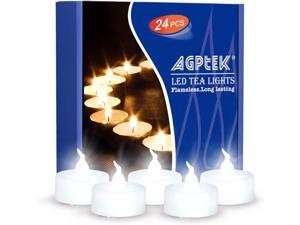 Agptek 24 Pcs Cool White Led Flameless Tealight Candles with Timer