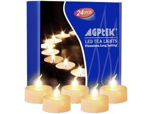 AGPtEK 24Pcs Flickering LED Tealight Candles Battery Operated Flameless Smokeless Warm White