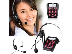 AGPtek LCD Display Office Telephone With Corded Headset Call Center Phone Dial Key Pad
