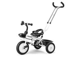 3 in 1 Kids Tricycles, Easy Steer Toddler Tricycle for 1-5 Years Old Kids Trike with Safety Seat, Storage Basket, Foot Pedals (Black&White)