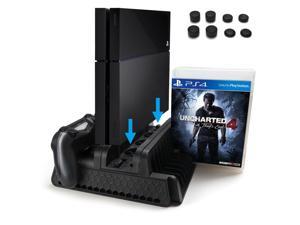 PS4 Vertical Stand with Cooling Fan Dual Controllers for PS4 PS4 Slim PS4 Pro Console
