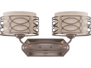 Nuvo Harlow - 2 Light Vanity Fixture w/ Khaki Fabric Shades Nuvo Harlow - 2 Light Vanity Fixture w/ Khaki Fabric Shades