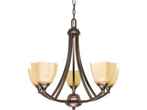 Nuvo Normandy - 5 Light - 25 inch - Chandelier - w/ Champagne Linen Washed Glass Nuvo Normandy - 5 Light - 25 inch - Chandelier - w/ Champagne Linen Washed Glass