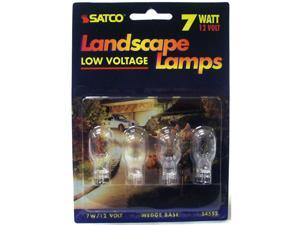 4 Pk - Satco S4552 7W 12V T6 W2.1x9.5d Mini Wedge Landscape Lamp