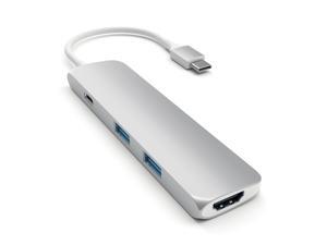 Satechi Slim Aluminum Type-C Multi-Port Adapter with USB-C Pass-Through, 4K HDMI, USB 3.0 - Compatible with 2020/2018 MacBook Air, 2020/2018 iPad Pro, 2020/2019 MacBook Pro (Silver) Satechi Slim Aluminum Type-C Multi-Port Adapter with USB-C Pass-Through, 4K HDMI, USB 3.0 - Compatible with 2020/2018 MacBook Air, 2020/2018 iPad Pro, 2020/2019 MacBook Pro (Silver)