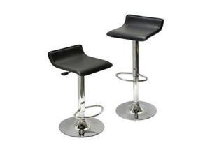 Spectrum Set Of 2, Adjustable Air Lift Stool, Black Faux Leather, Rta By Winsome Wood