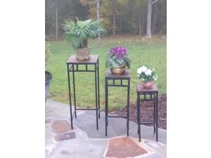 3 piece slate square plant stands w/ slate tops 3 piece slate square plant stands w/ slate tops