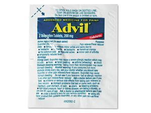 Advil Ibuprofen Tablets 200mg Refill Pack Two Tablets/Packet 30 Packets/Box
