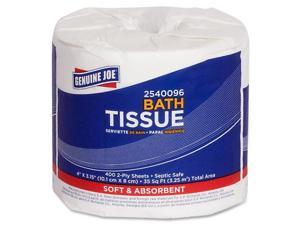 Genuine Joe 2540096 2-Ply Standard Bath Tissue Rolls, 2 Ply - 3.15" x 4" - 400 Sheets/Roll - White - 96 / Carton