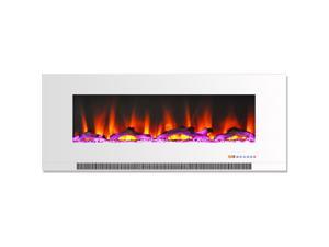 Camfp CAM50WMEF-2WHT 50" Color Changing Wall Mount Fireplace With Logs Camfp CAM50WMEF-2WHT 50" Color Changing Wall Mount Fireplace With Logs