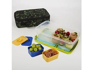 Fit & Fresh 841KFF213 Bento Box Lunch Set with Insulated Carry Bag - Green Jungle Fit & Fresh 841KFF213 Bento Box Lunch Set with Insulated Carry Bag - Green Jungle