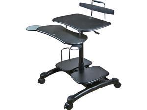 DoubleSight Displays DS-650MC Mobile Desktop Cart with Keyboard Tray 2 Shelves DoubleSight Displays DS-650MC Mobile Desktop Cart with Keyboard Tray 2 Shelves