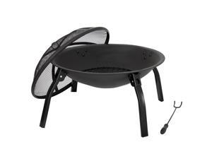22 Inch Folding Steel Fire Pit Wood Burning Portable Camping BBQ with Carry Bag