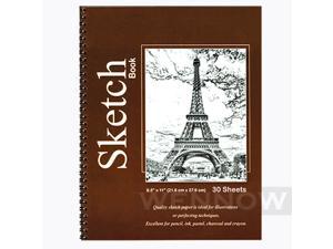 30 Sheets 8.5" X 11" Side Bound Spiral Premium Sketch Book
