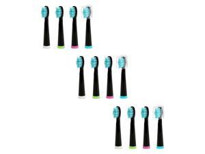 12 Pcs Fairywill Toothbrush Replacement Head Black Soft for Crystal Black Series