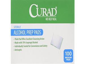 Curad Alcohol Swabs Antiseptic Prep Wipes 400 Count Sterile Medium Pads Individually Sealed - Ideal for Pre-injection Skin Prepping. - Contains 70% Isopropyl Alcohol. 4 x 100 Count Total: 400 Pads Inc Curad Alcohol Swabs Antiseptic Prep Wipes 400 Count Sterile Medium Pads Individually Sealed - Ideal for Pre-injection Skin Prepping. - Contains 70% Isopropyl Alcohol. 4 x 100 Count Total: 400 Pads Inc