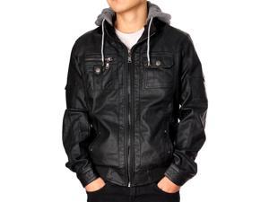 RNZ Premium Designer Men's Faux Leather Jacket - M9-Black-L