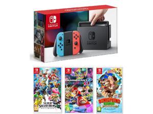 Nintendo Switch Neon Super Smash Bros Mario Kart 8 and Donkey Kong Bundle Import Region Free