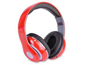 Bluetooth Wireless Headphones with Built In FM Tuner, Memory Card Slot and Mic - Red Bluetooth Wireless Headphones with Built In FM Tuner, Memory Card Slot and Mic - Red